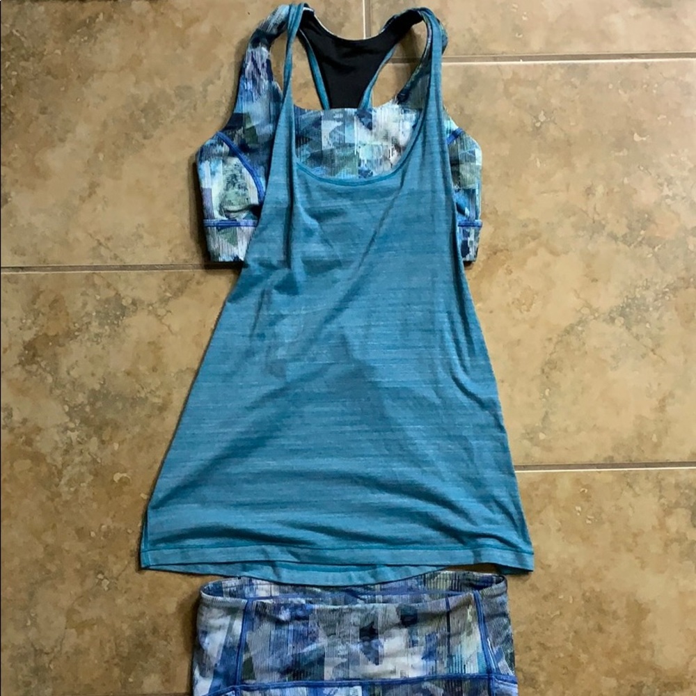 Lululemon blue matching set leggings and tank